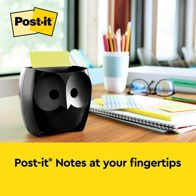 Post-it Super Sticky Notes & Owl Design Dispenser, Black (OWL-330-BK)