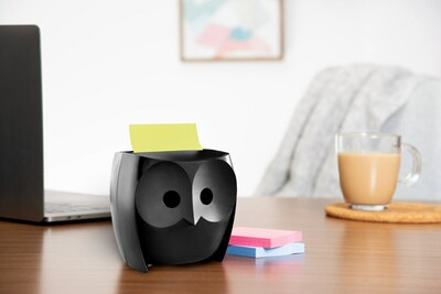 Post-it Super Sticky Notes & Owl Design Dispenser, Black (OWL-330-BK)