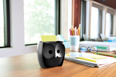 Post-it Super Sticky Notes & Owl Design Dispenser, Black (OWL-330-BK)