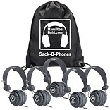 HamiltonBuhl Sack-O-Phones 5 Favoritz Headsets with In-Line Mic, Gray (SOP-FVGRY)
