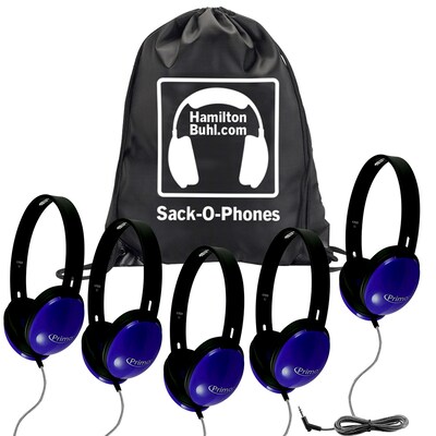 HamiltonBuhl Sack-O-Phones, 5 Primo Headphones, Blue (SOP-PRM100)