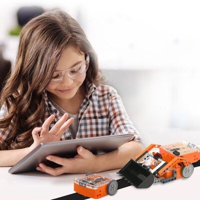 HamiltonBuhl Plastic Edison Set of 3 Robot Kit. Orange, (EDIBOT-3)