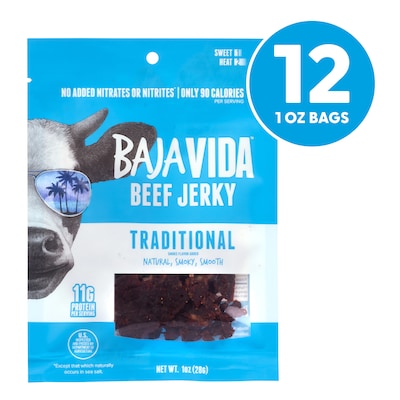 Baja Vida Traditional Beef Jerky Snack Pack, 1.0 oz., 12/Pack (220-02304)