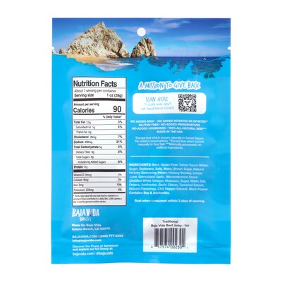 Baja Vida Traditional Beef Jerky Snack Pack, 1.0 oz., 12/Pack (220-02304)