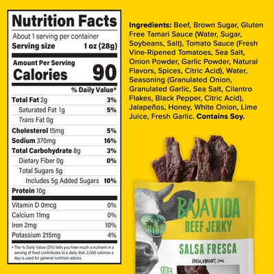 Baja Vida Salsa Fresca Beef Jerky Snack Pack, 1.0 oz., 12/Pack (220-02305)