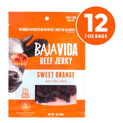 Baja Vida Sweet Orange Beef Jerky Snack Pack, 1.0 oz., 12/Pack (220-02306)