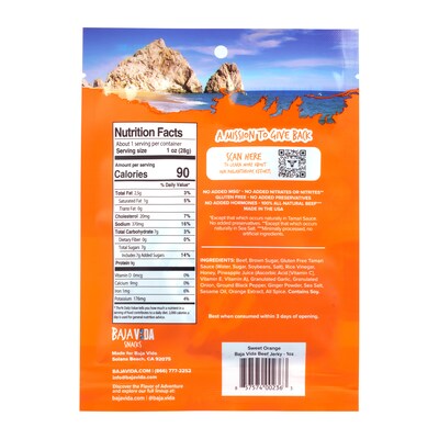 Baja Vida Sweet Orange Beef Jerky Snack Pack, 1.0 oz., 12/Pack (220-02306)