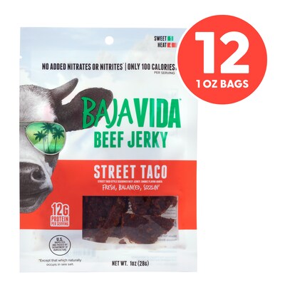 Baja Vida Street Taco Beef Jerky Snack Pack, 1.0 oz., 12/Pack (220-02308)