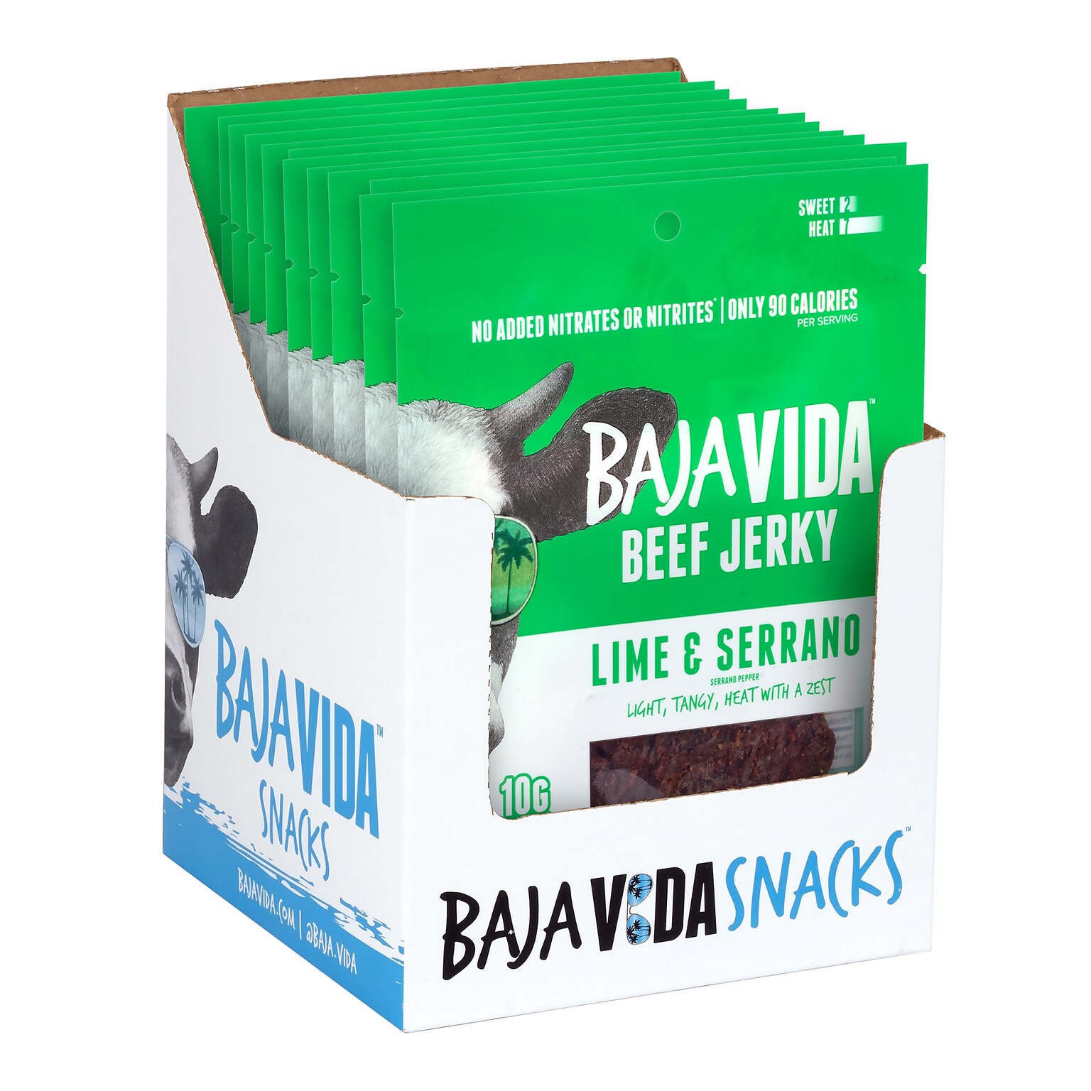 Baja Vida Lime and Serrano Pepper Beef Jerky Snack Pack, 1.0 oz., 12/Pack (220-02307)