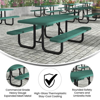 Flash Furniture Mantilla Rectangular Outdoor Picnic Table, 6' Green (SLFEML72H48LGN)