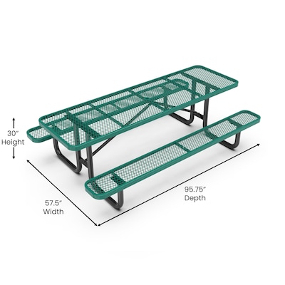 Flash Furniture Mantilla Rectangular Outdoor Picnic Table, 8' Green (SLFEML96H60LGN)