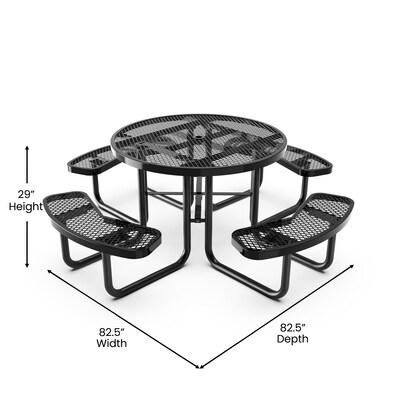Flash Furniture Creekside Commercial Grade Round Outdoor Picnic Table, Black (SLFEMR46H60LBK)