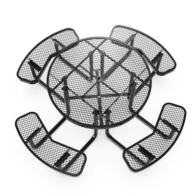 Flash Furniture Creekside Commercial Grade Round Outdoor Picnic Table, Black (SLFEMR46H60LBK)