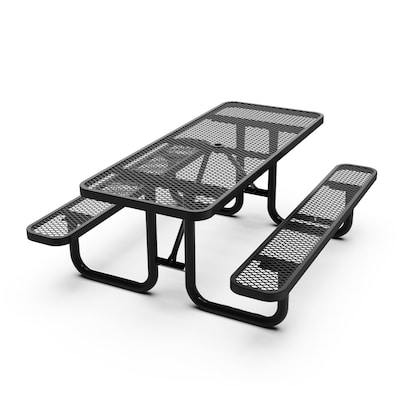 Flash Furniture Mantilla Rectangular Outdoor Picnic Table, 6' Black (SLFEML72H48LBK)