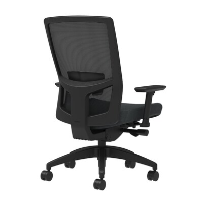 Union & Scale Workplace2.0™ Vinyl Task Chair, Carbon, Adjustable Lumbar, 2D Arms, Advanced Synchro (53281)