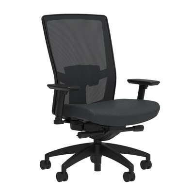 Union & Scale Workplace2.0™ Vinyl Task Chair, Carbon, Adjustable Lumbar, 2D Arms, Advanced Synchro (53281)