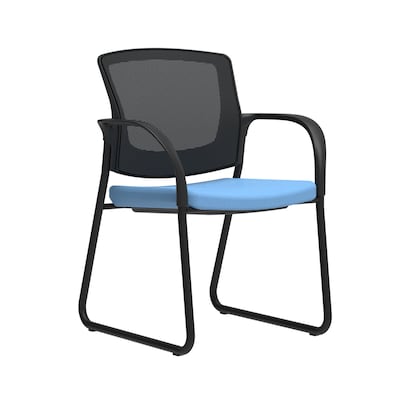 Union & Scale Workplace2.0™ Vinyl and Mesh Guest Chair, Lagoon, Integrated Lumbar, Fixed Arms (53291)