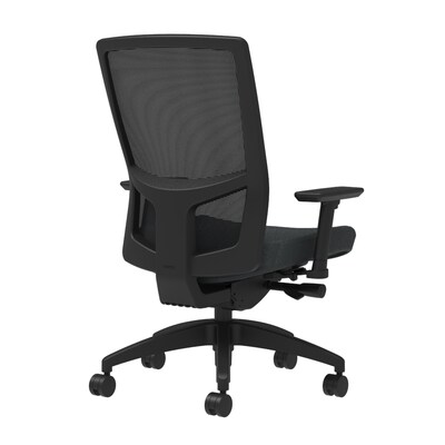 Union & Scale Workplace2.0™ Vinyl Task Chair, Carbon, Integrated Lumbar, 2D Arms, Advanced Synchro (53284)