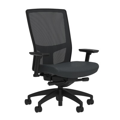 Union & Scale Workplace2.0™ Vinyl Task Chair, Carbon, Integrated Lumbar, 2D Arms, Advanced Synchro (53284)