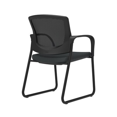 Union & Scale™ Workplace2.0™ 500 Series Vinyl and Mesh Guest Chair, Carbon, Integrated Lumbar, Fixed