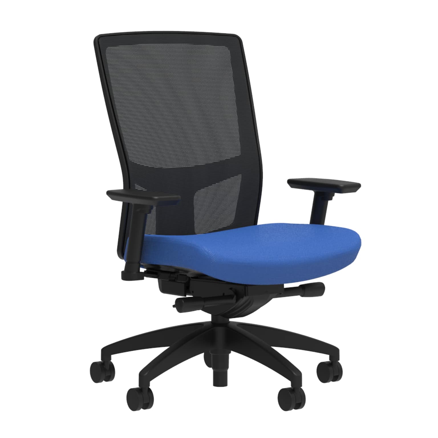 Union & Scale Workplace2.0™ Vinyl Task Chair, Marine Blue, Integrated Lumbar, 2D Arms, Advanced Synchro (53286)