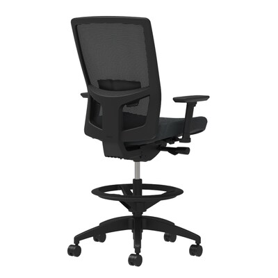 Union & Scale Workplace2.0™ Vinyl Stool, Carbon, Adjustable Lumbar, 2D Arms, Limited Synchro (53287)