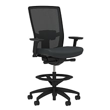 Union & Scale Workplace2.0™ Vinyl Stool, Carbon, Adjustable Lumbar, 2D Arms, Limited Synchro (53287)