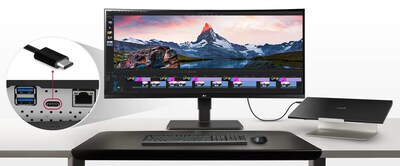 LG 34 UltraWide WQHD Curved IPS 60 Hz LED Monitor with Built-in Universal Docking Station, Business