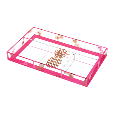 Deflecto® Desklarity™ Small Organizer Tray, Precisely Pineapple, Pink/Metallic Gold, 1-1/2" x 6" x 10-2/5" (DEF-41691)