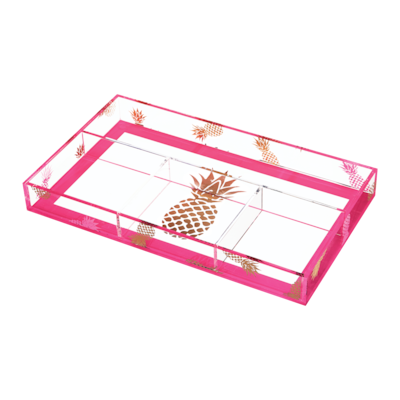 Deflecto® Desklarity™ Small Organizer Tray, Precisely Pineapple, Pink/Metallic Gold, 1-1/2 x 6 x 1