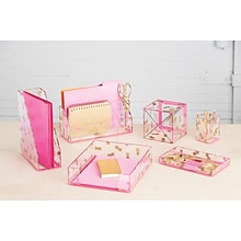 Deflecto® Desklarity™ Small Organizer Tray, Precisely Pineapple, Pink/Metallic Gold, 1-1/2 x 6 x 1