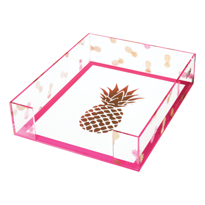 Deflecto® Desklarity™ Letter Tray, Precisely Pineapple, Pink/Metallic Gold, 3 x 10-1/2 x 12-4/5 (