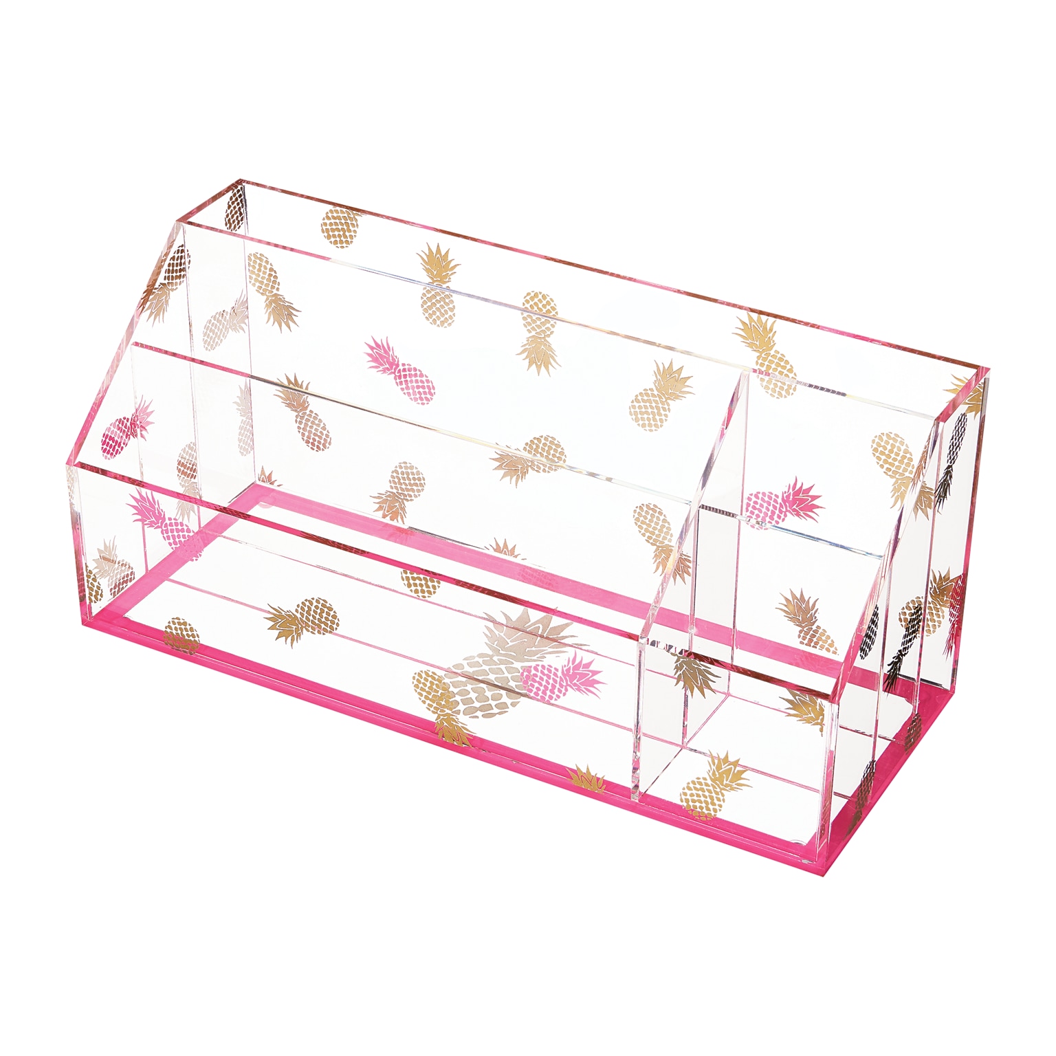 Deflecto® Desklarity™ Desk Valet, Precisely Pineapple, Pink/Metallic Gold, 5 Compartments 12-4/5 x 5-4/5 x 5 (DEF-41693)