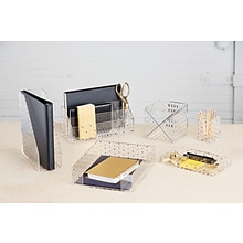 Deflecto® Desklarity™ Letter Tray, Humble Beginnings, Black/Metallic Gold, 3x 10-1/2 x 12-4/5 (DE