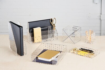 Deflecto® Desklarity™ Desk Valet, Humble Beginnings, Black/Metallic Gold, 5 Compartments 12-4/5 x 5