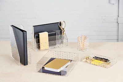 Deflecto® Desklarity™ 5-Piece Desk Set, Humble Beginnings, Black/Metallic Gold (DEF-81495)