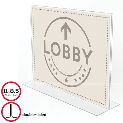 Deflecto® Anti-Glare Double Sided Sign Holder, 11W x 8.5H Landscape, Clear Acrylic (879301)