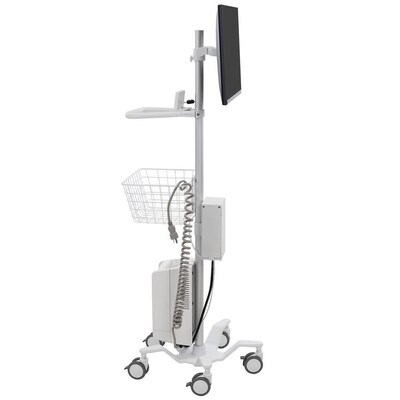 Ergotron StyleView Pole Cart, Up to 24 Monitor, Bright White (24-818-211)
