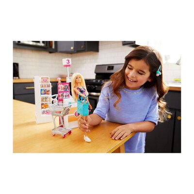 Mattel Barbie Doll and Supermarket Playset, 3/Pack (FRP01)