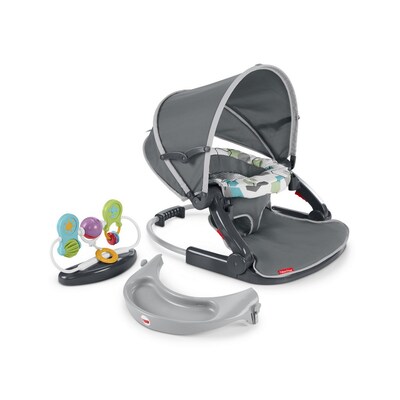 Fisher-Price On-The-Go Sit-Me-Up Floor Seat, Gray Hexagon