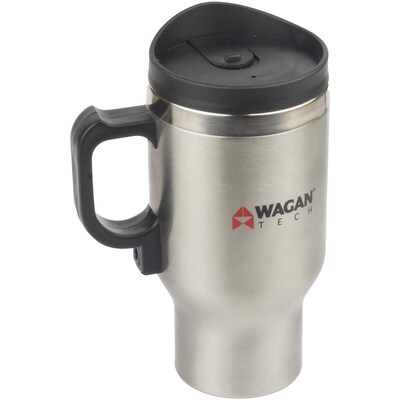 Wagan Stainless Steel Double Wall Insulated Travel Mug, 16 oz., Gray (WGN6100)