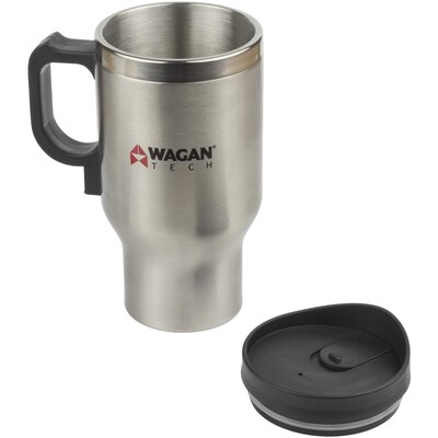 Wagan Stainless Steel Double Wall Insulated Travel Mug, 16 oz., Gray (WGN6100)