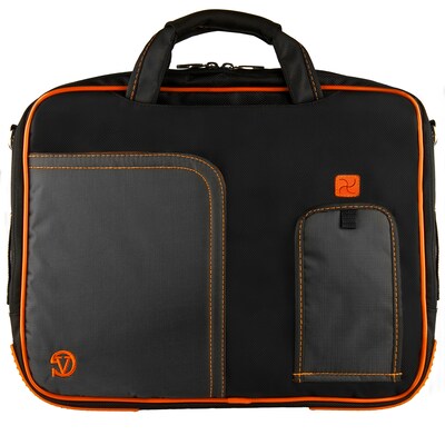 SumacLife 14 Inch Business Messenger Briefcase Laptop Case, Black Orange (PT_NBKLEA736_W1)