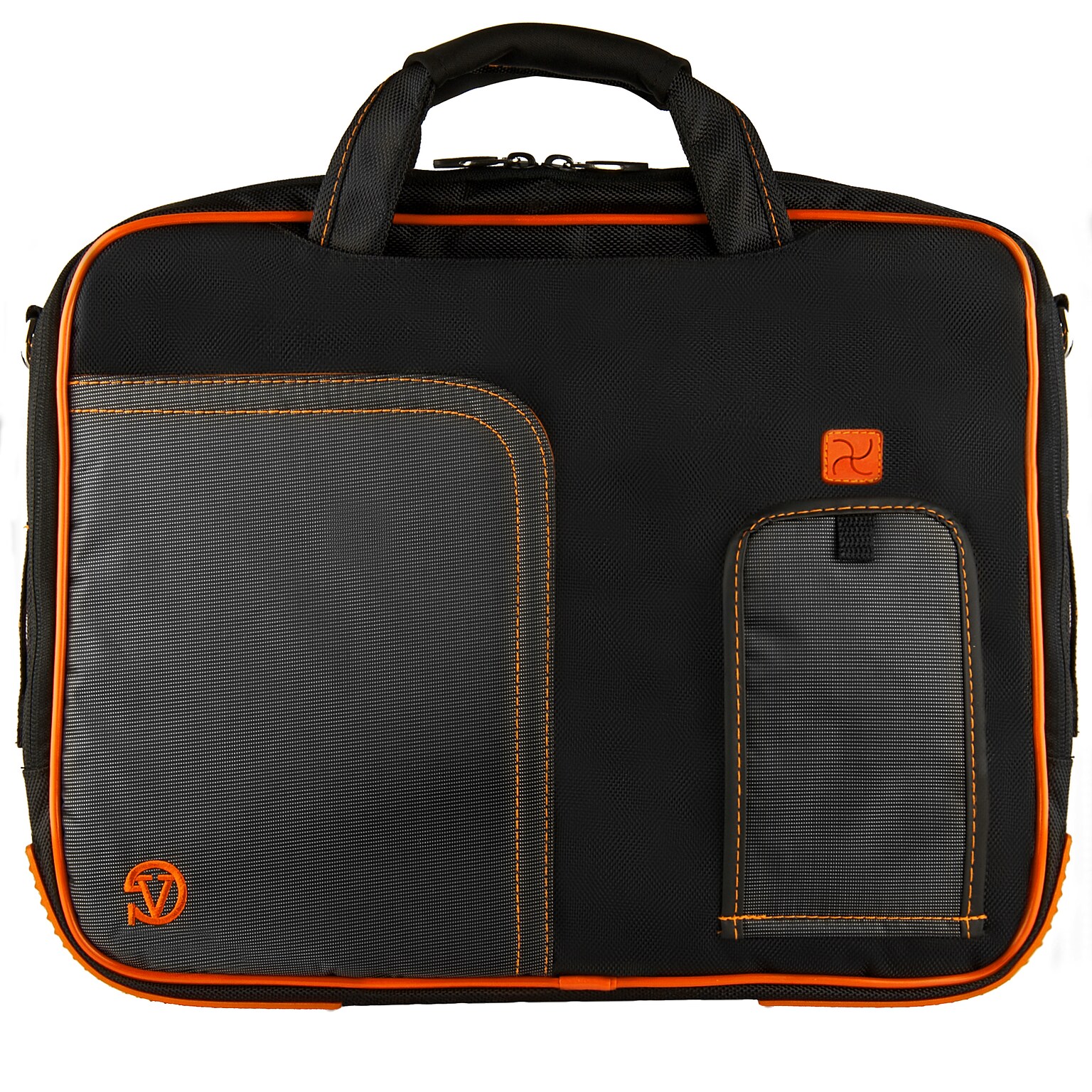 SumacLife 14 Inch Business Messenger Briefcase Laptop Case, Black Orange (PT_NBKLEA736_W1)