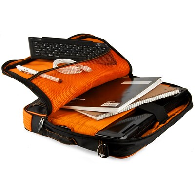 SumacLife 14 Inch Business Messenger Briefcase Laptop Case, Black Orange (PT_NBKLEA736_W1)