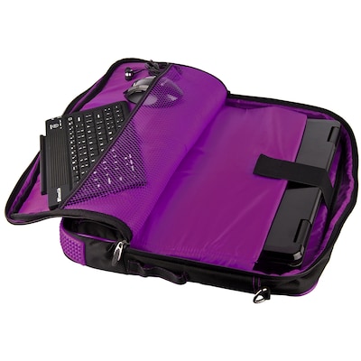 Vangoddy SumacLife 14" Business Messenger Briefcase Laptop Case, Black Purple (PT_NBKLEA737_W1)
