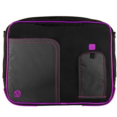 Vangoddy SumacLife 14" Business Messenger Briefcase Laptop Case, Black Purple (PT_NBKLEA737_W1)