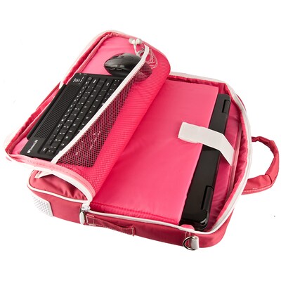 SumacLife 14 Inch Business Messenger Briefcase Laptop Case, Pink (PT_NBKLEA734_W1)