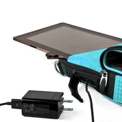 Vangoddy Polyester Laptop Messenger Bag Travel Bag, Black/Aqua (PT_NBKLEA701_BSH)