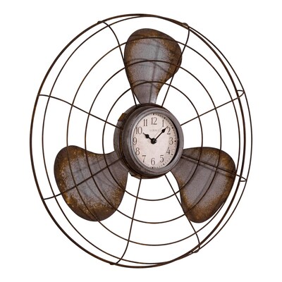 La Crosse Clock 16.5 Inch Metal Fan Quartz Analog Wall Clock (404-3942)